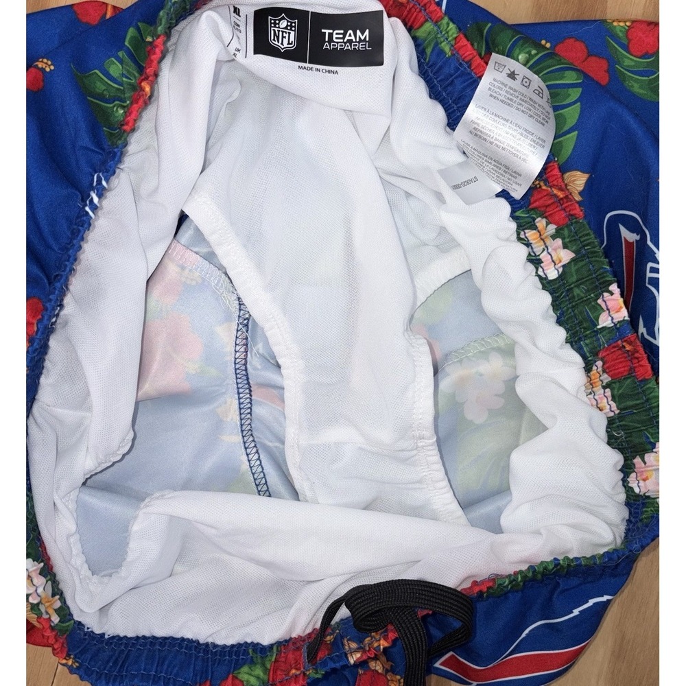Buffalo Bills NFL Team Men's Swim Trunks Blue Hawaiian Print Lined Pockets XL - Picture 7 of 8